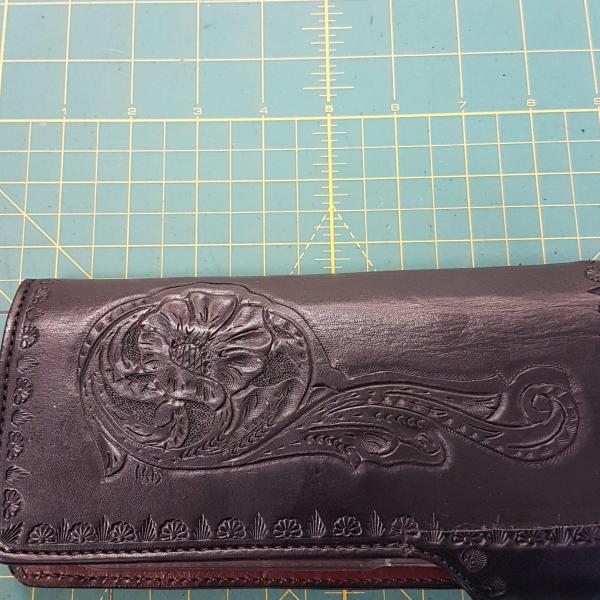 Cell Phone Holster, Custom, Full Grain Leather, Hand tooled, Hand Made in the Okanagan, Oliver, B.C., Canada.