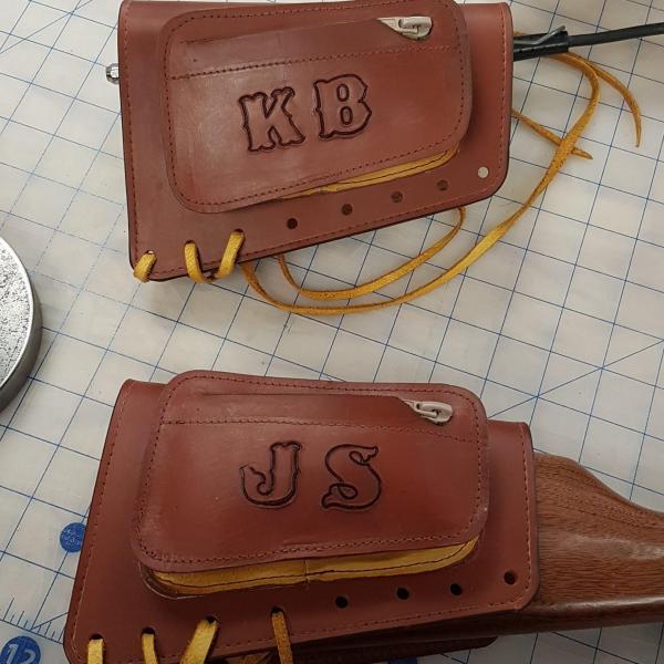 Cartridge Holder For Belt Or Strap, Custom, Full Grain Leather, Hand tooled, Hand Made in the Okanagan, Oliver, B.C., Canada.