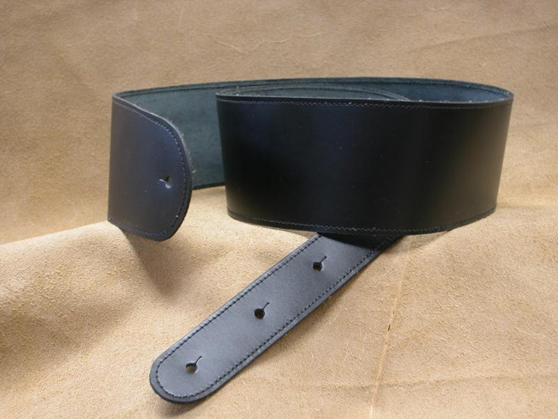 Guitar Strap Midnight Black Colour Adjustable, Custom, Full Grain Leather, Hand tooled, Hand Made in the Okanagan, Oliver, B.C., Canada.